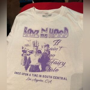 Hybrid Apparel White Tee with Purple Graphic